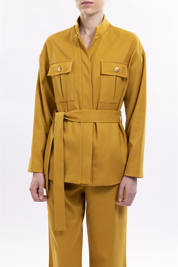 Cargo Jacket Col Mao, Front Patch Pockets With Flap