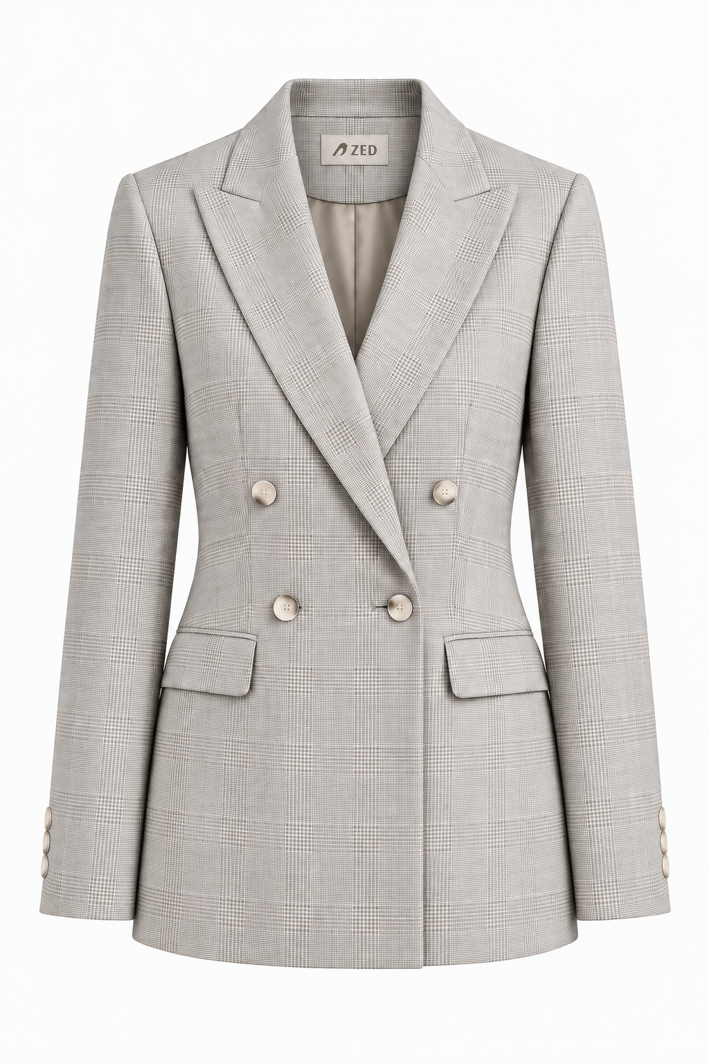 Double Breasted Blazer With Front Flaps