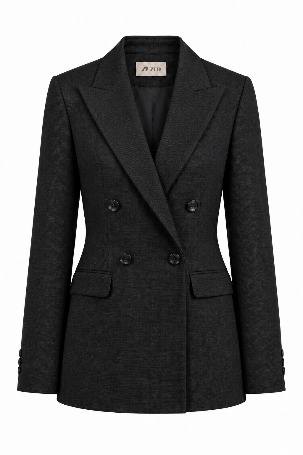 Double Breasted Blazer With Front Flaps