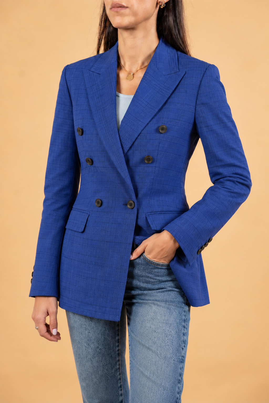 Double Breasted Blazer With Front Flaps