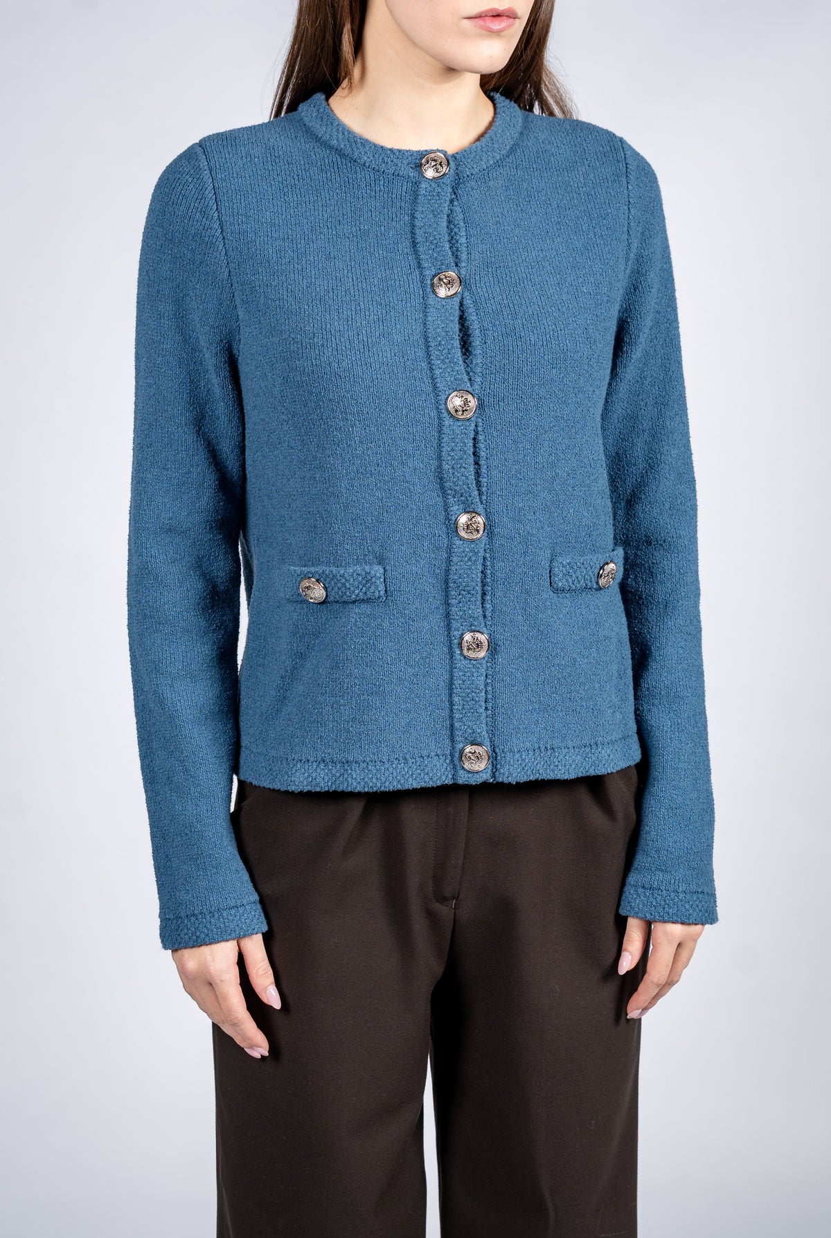 Long Sleeves Cardigan With Metal Buttons