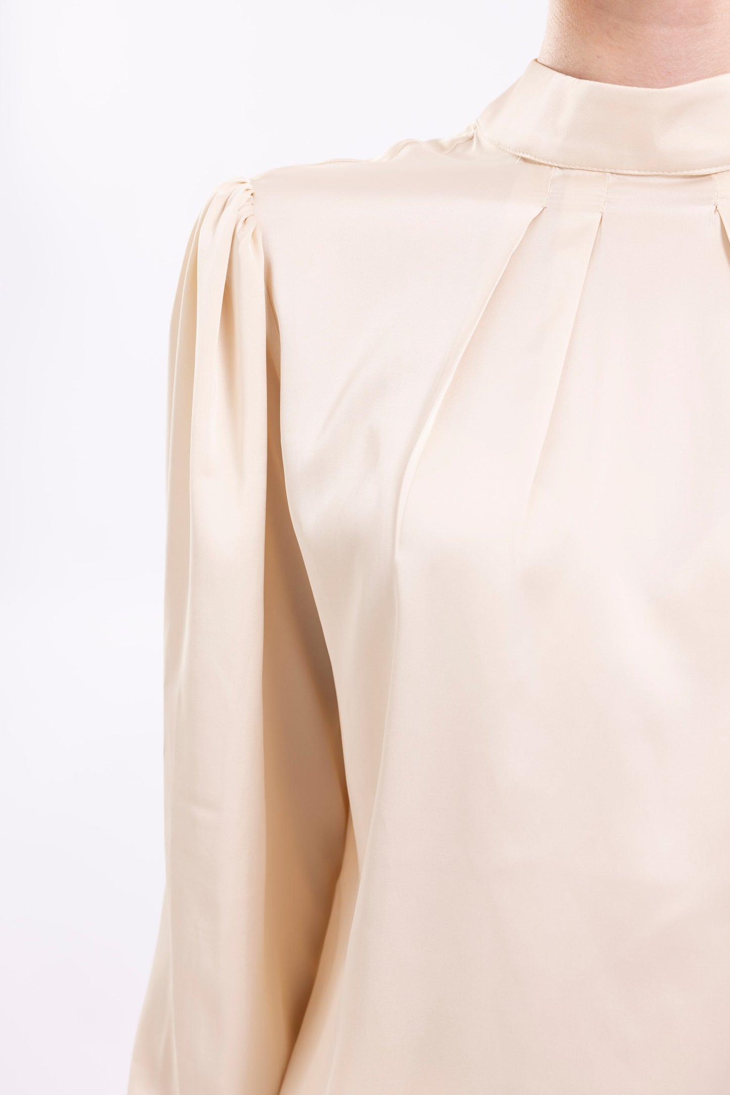 High Neck Pleated Top