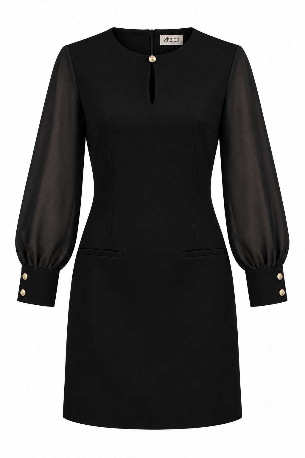 Short Dress With Chiffon Sleeve