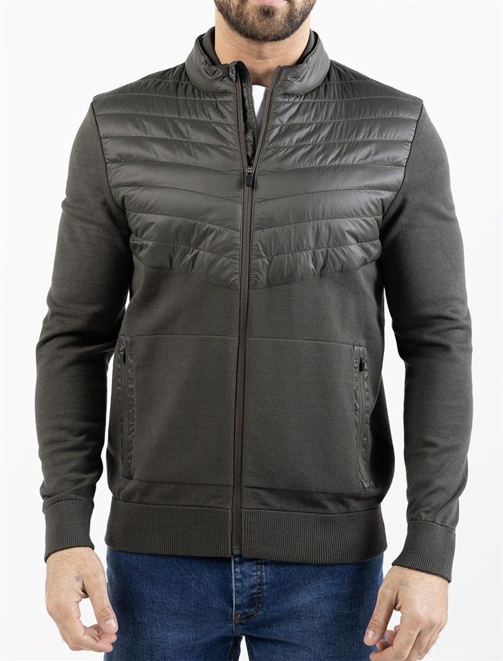 Knit With Nylon Zipper Jacket