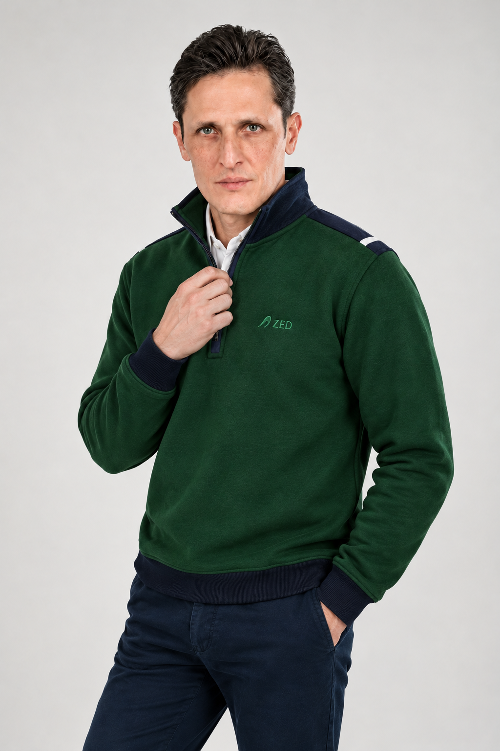 Sweatshirt Cotton Half Zipper