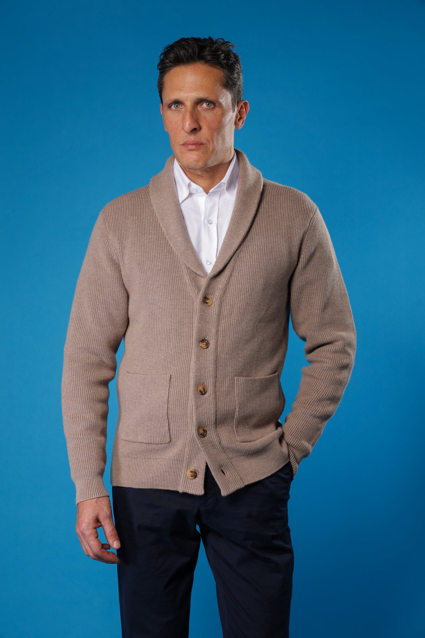 Col Shawl Cotton Cardigan