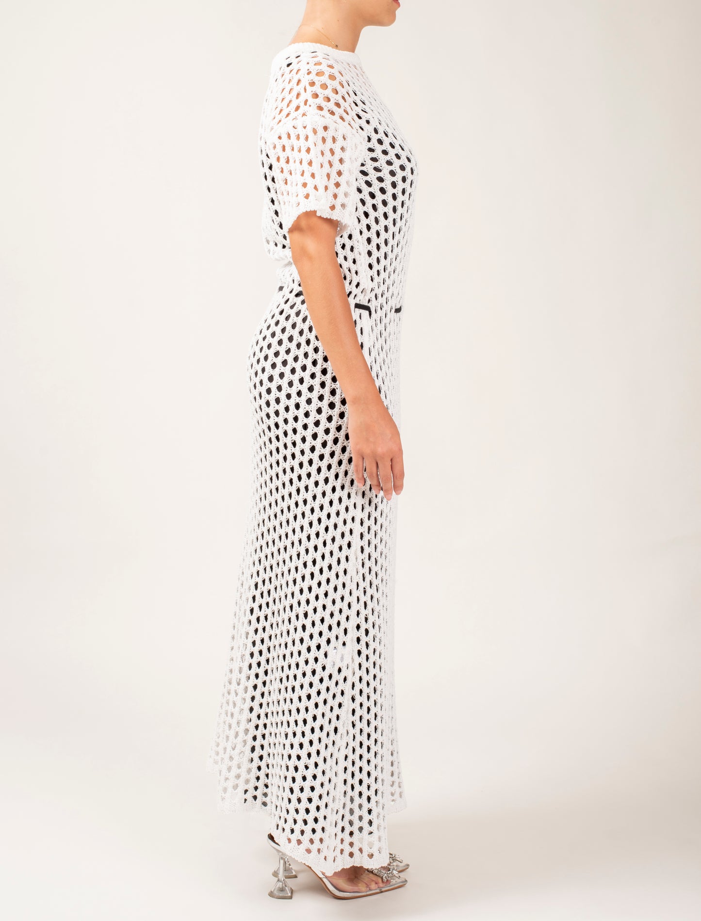 Half Sleeves Long Crochet Dress