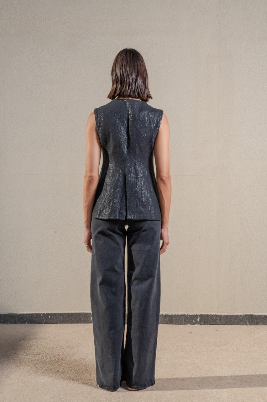 Round Neck Long Waistcoat