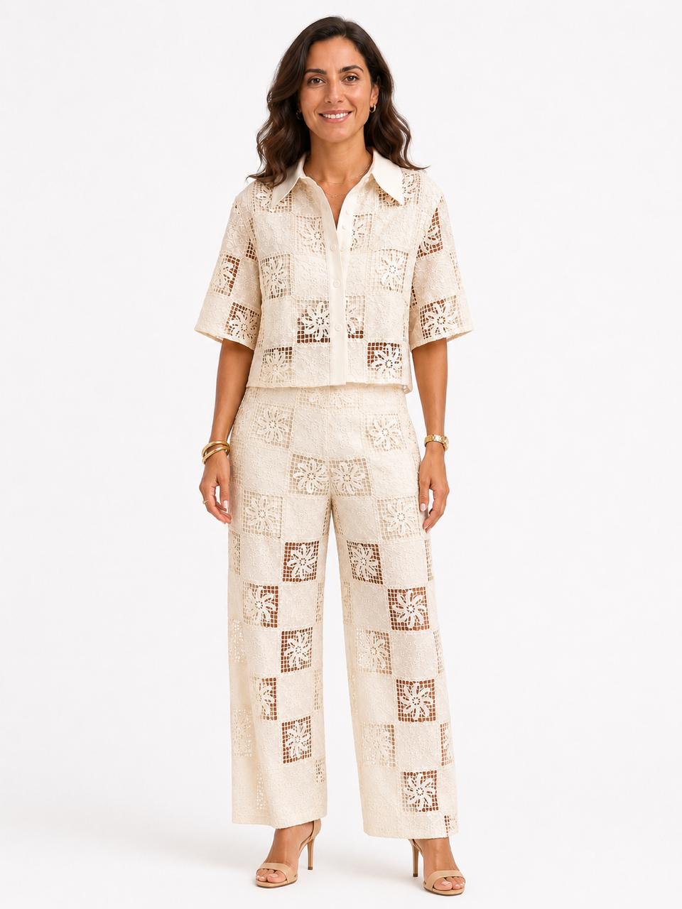 Oversized Openwork Short Sleeve Shirt