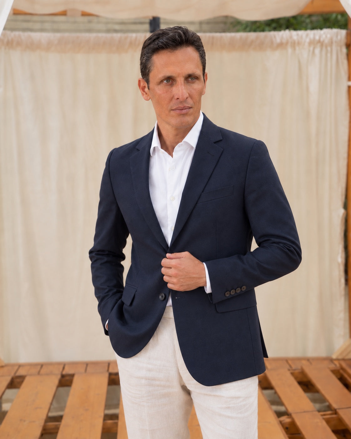 Single Breasted Half Lining Wool Blend Blazer