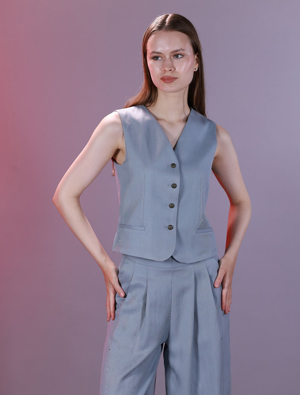 Waistcoat Featuring 4 Front Buttons and Back Belt