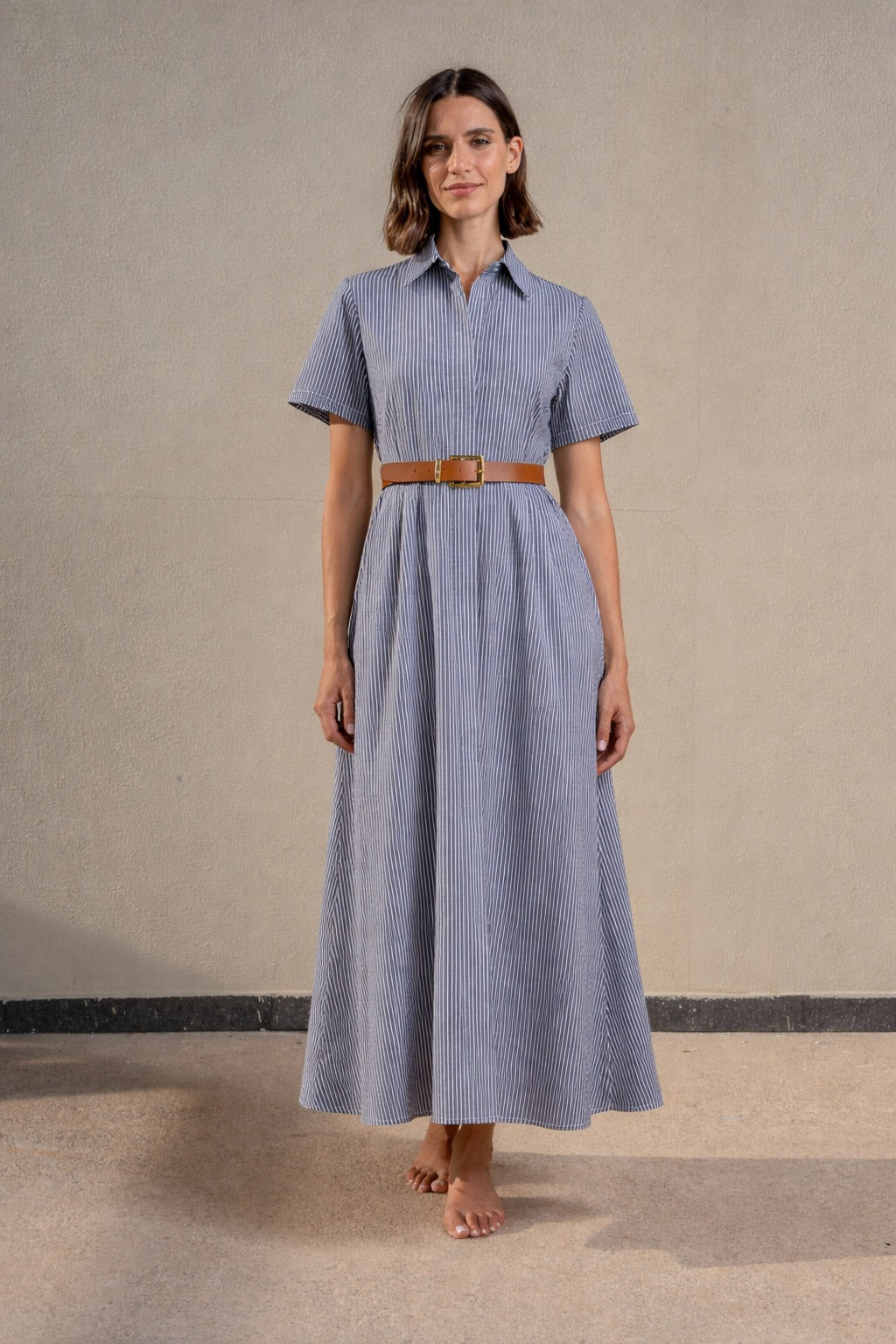Half Sleeves Long Dress