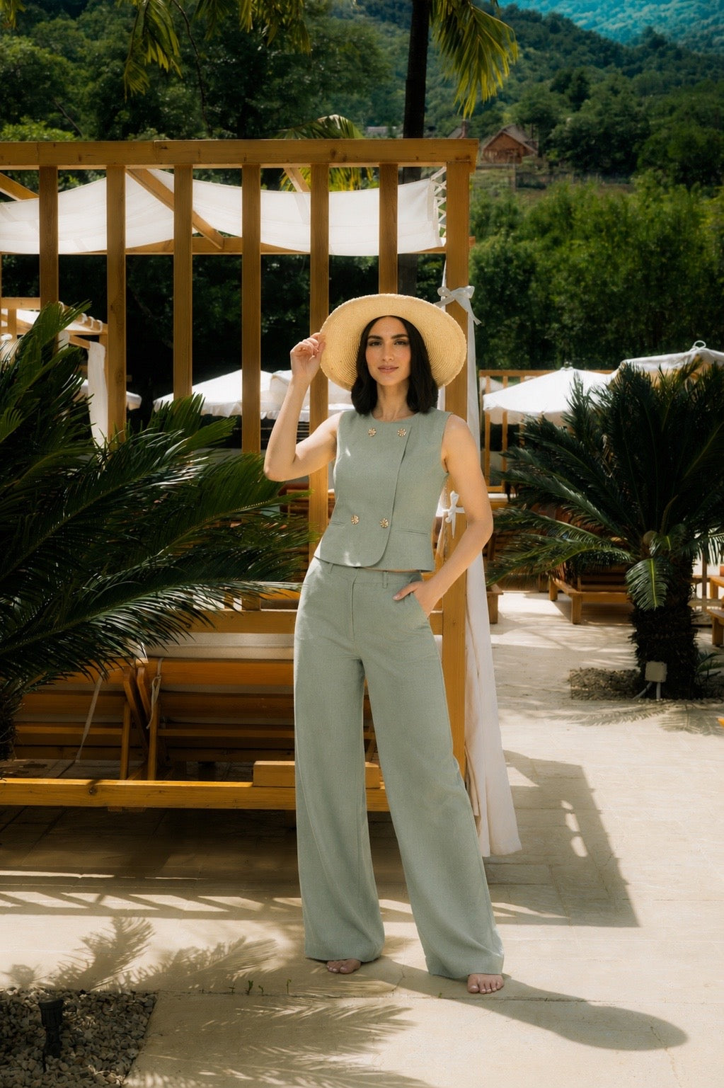 High Rise Wide Leg Trousers