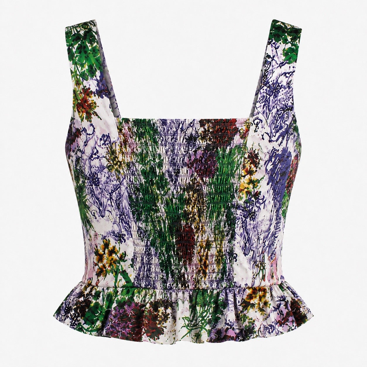 Square Neckline Top With Ruffles