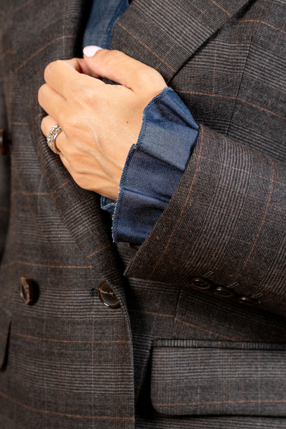 Double Breasted Blazer With Front Flaps