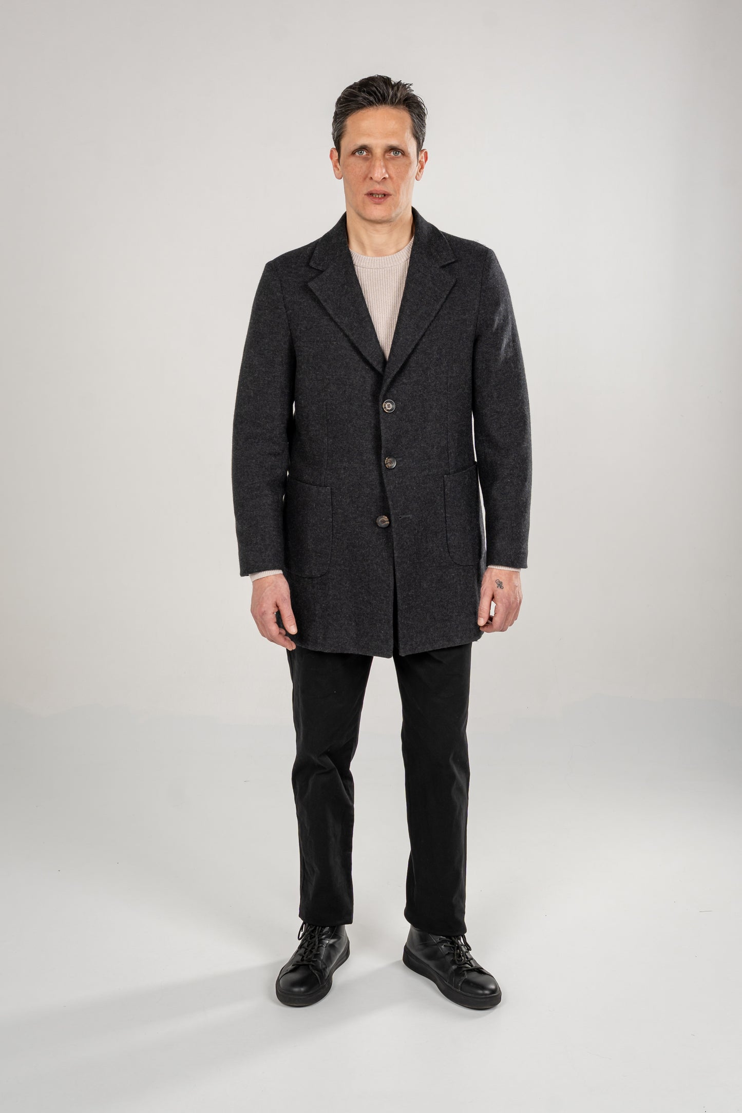 Deconstructed Notch Lapel Coat