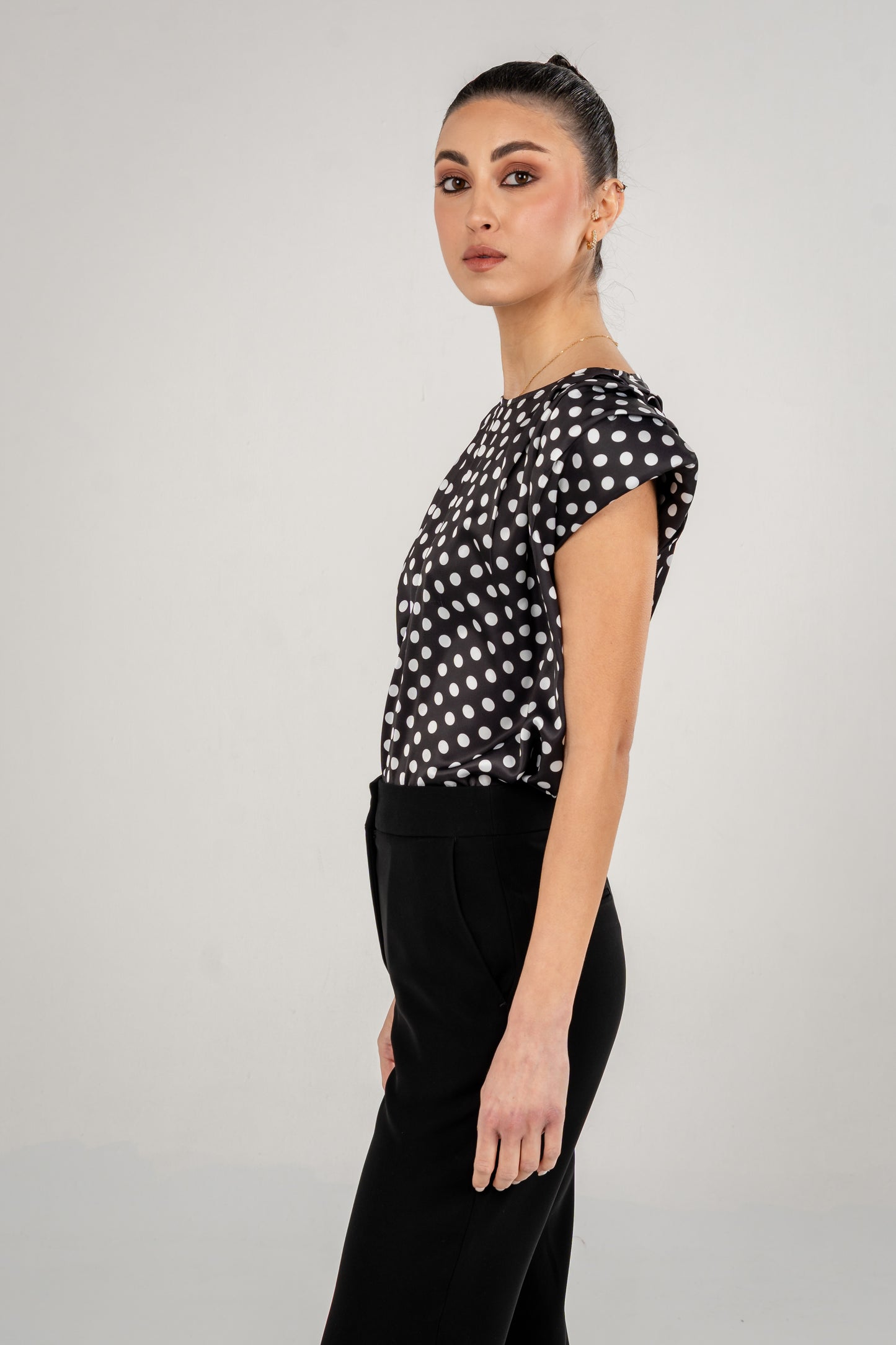 Pleated Top With Shoulder Pads
