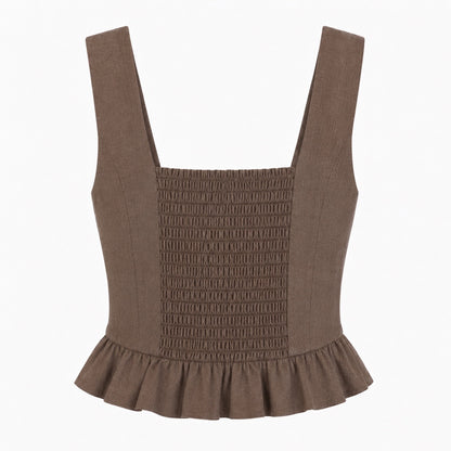 Square Neckline Top With Ruffles