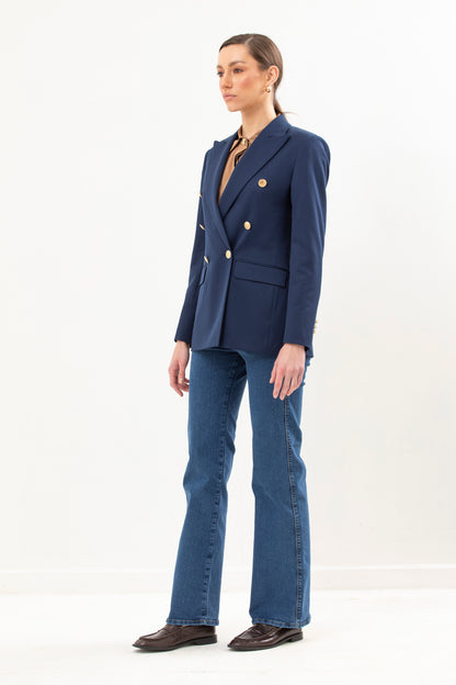 Double Breasted Blazer With Front Flaps