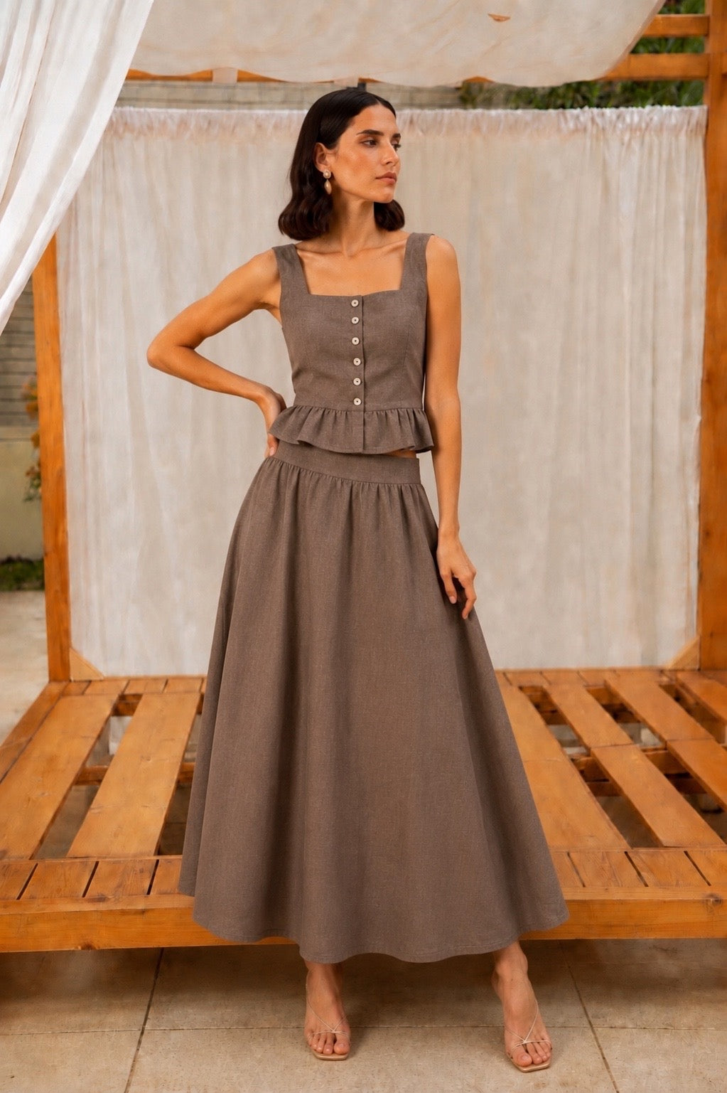 Square Neckline Top With Ruffles