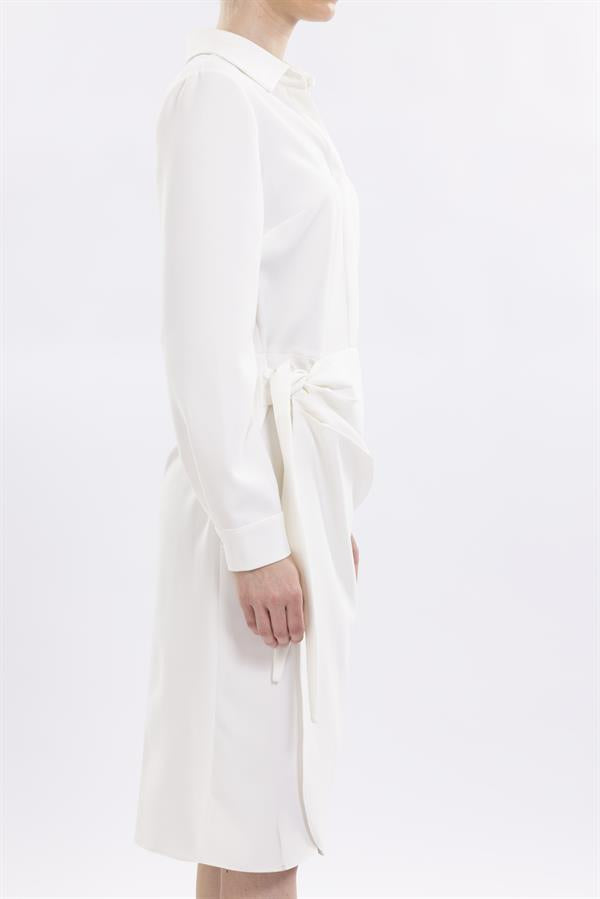 Shirt Dress Hidden Buttons With front Side Tie