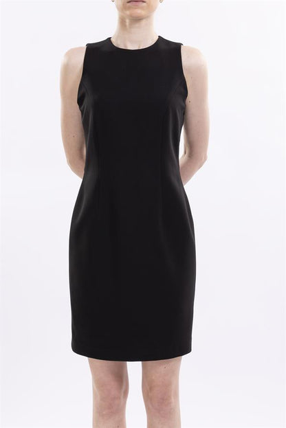 Basic Round Neck Dress With Back Slit