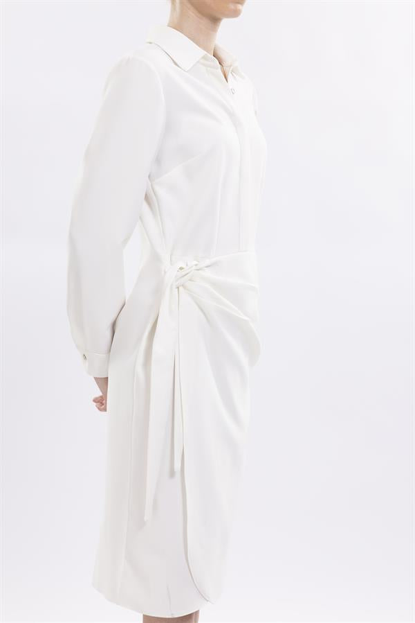 Shirt Dress Hidden Buttons With front Side Tie