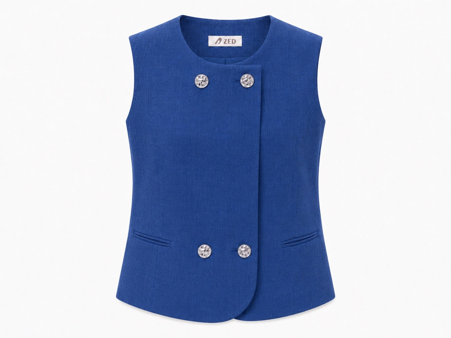 Double Breasted Round Neck Waistcoat