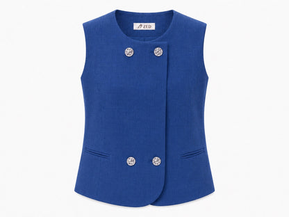 Double Breasted Round Neck Waistcoat