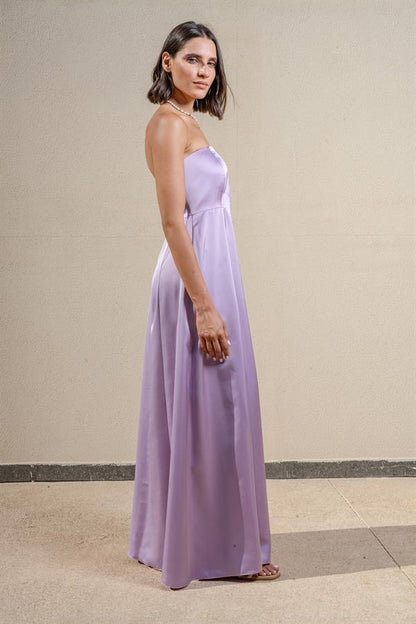 Midi Dress With Straight Neckline and Of Shoulder Design