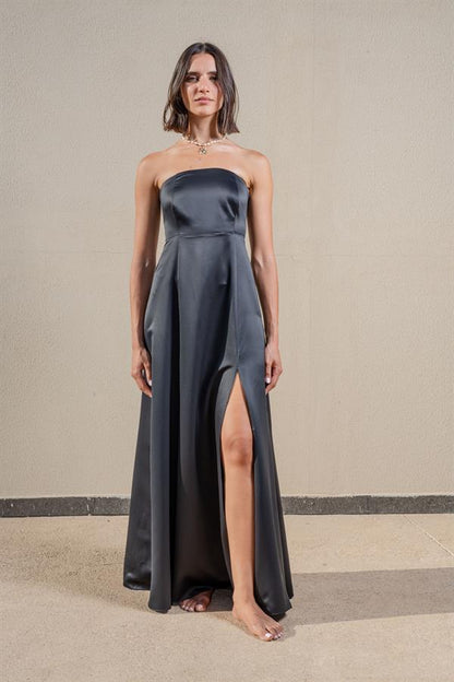 Midi Dress With Straight Neckline and Of Shoulder Design