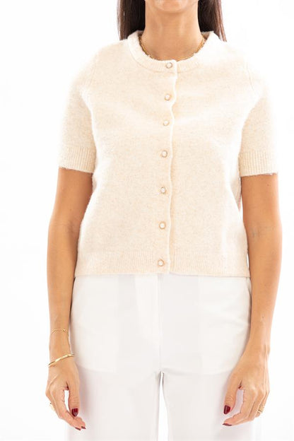 Short Sleeve Knit Cardigan