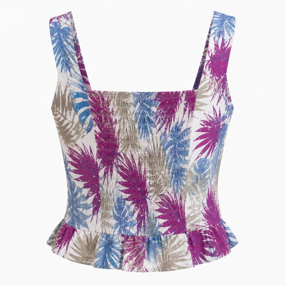 Square Neckline Top With Ruffles