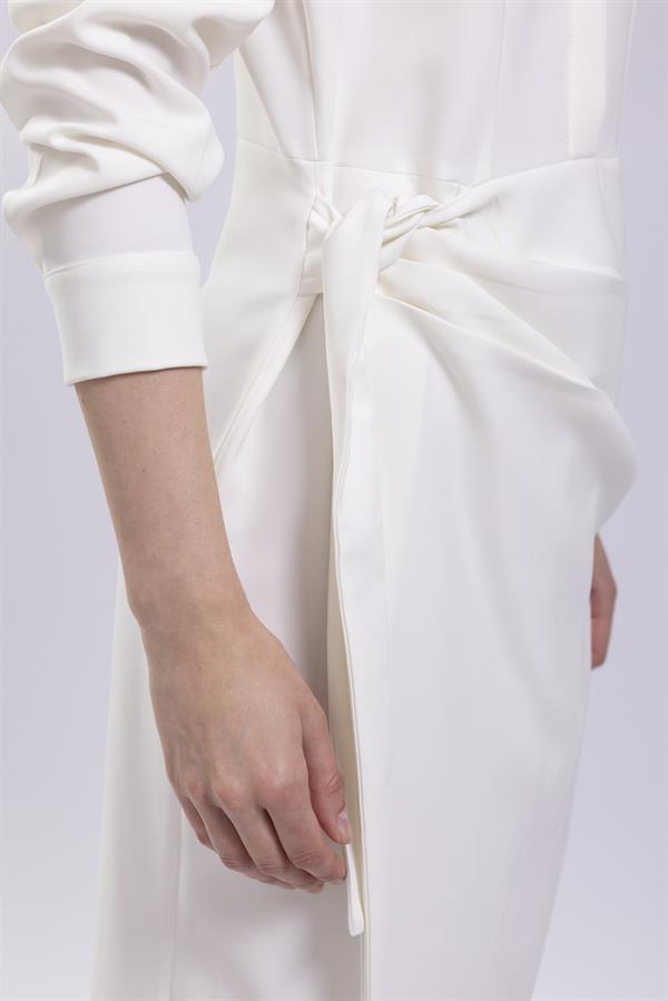 Shirt Dress Hidden Buttons With front Side Tie