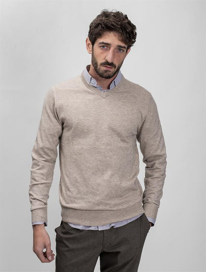 Men Wool Blend V-Neck