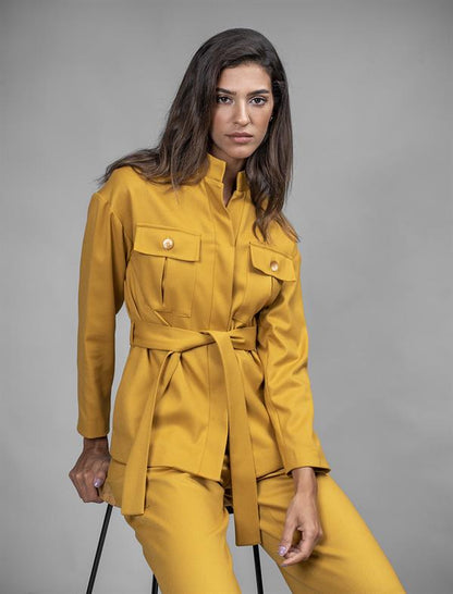 Cargo Jacket Col Mao, Front Patch Pockets With Flap