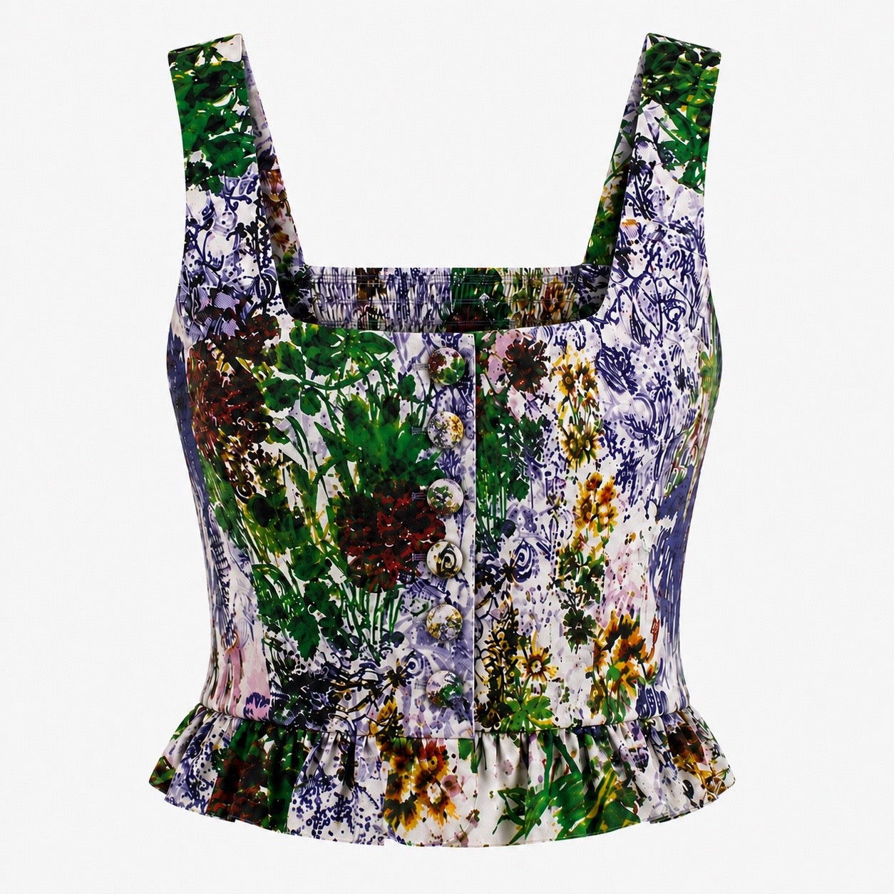 Square Neckline Top With Ruffles