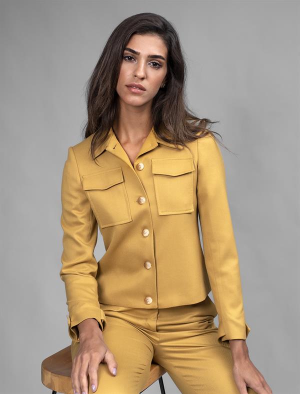 Women Cropped Jacket With Patch Pockets