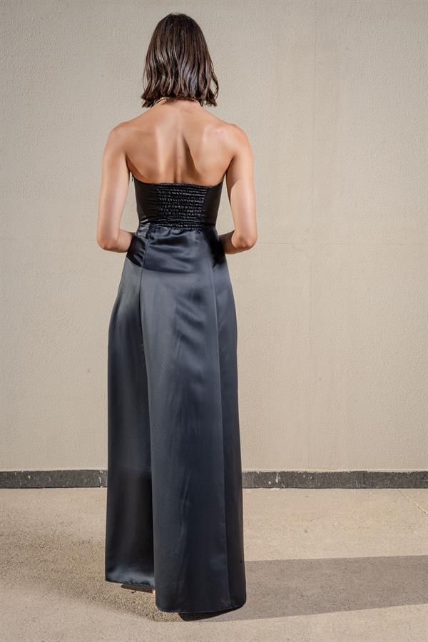 Midi Dress With Straight Neckline and Of Shoulder Design