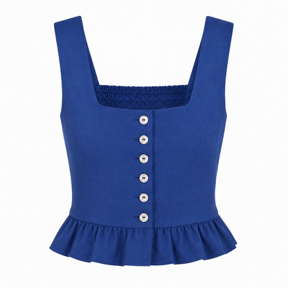 Square Neckline Top With Ruffles