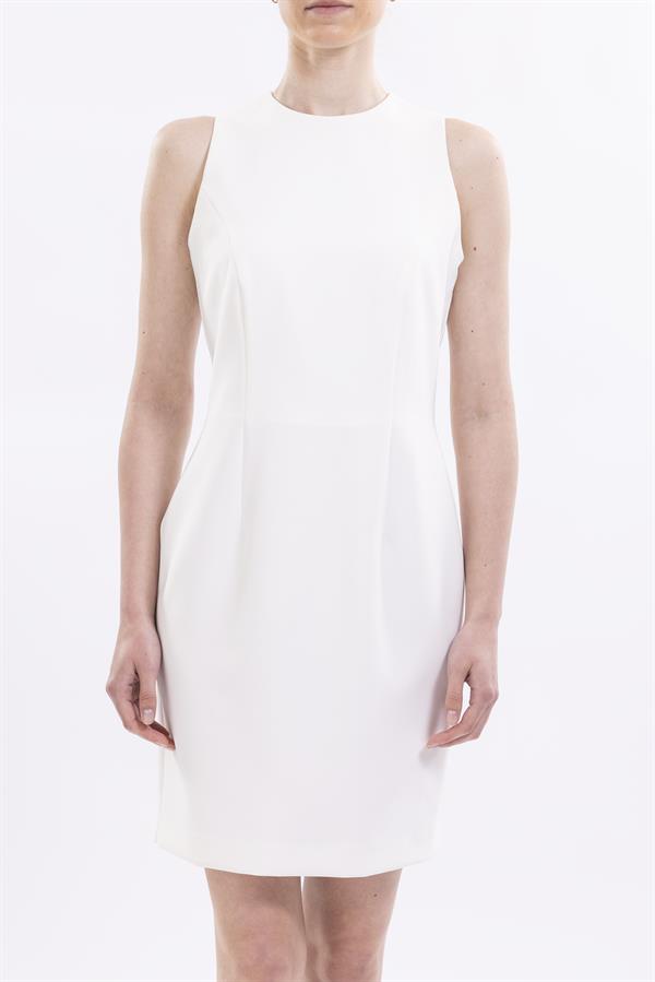Basic Round Neck Dress With Back Slit