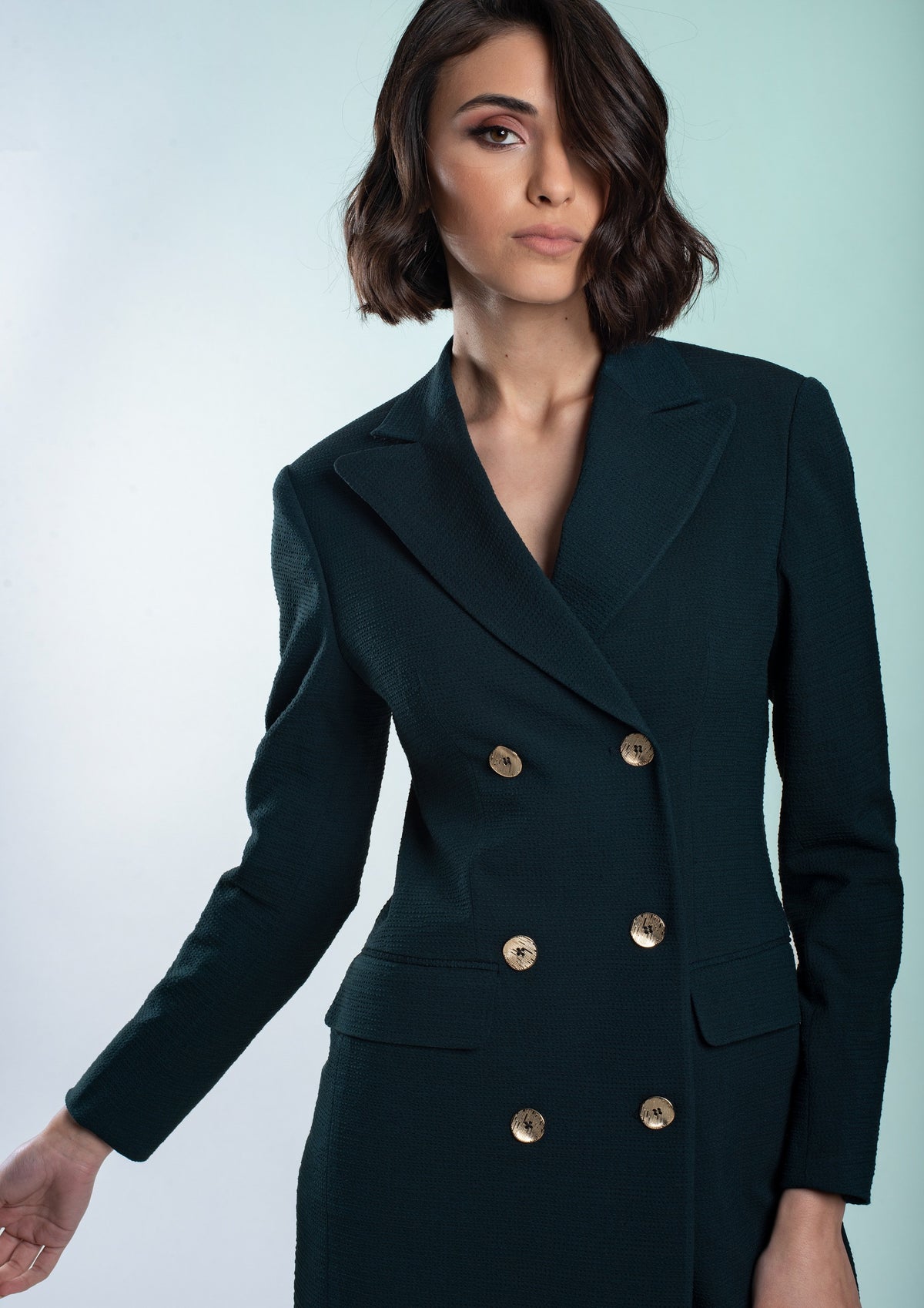 Women Blazer Dress Peak Lapel 3B