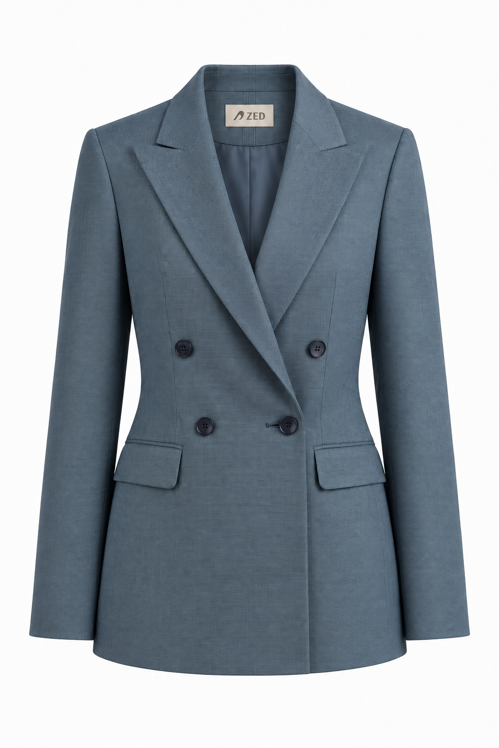 Double Breasted Blazer With Front Flaps