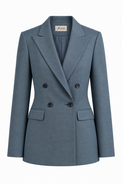 Double Breasted Blazer With Front Flaps