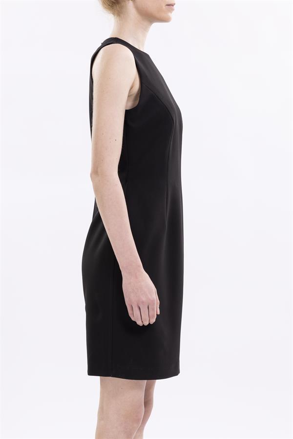 Basic Round Neck Dress With Back Slit