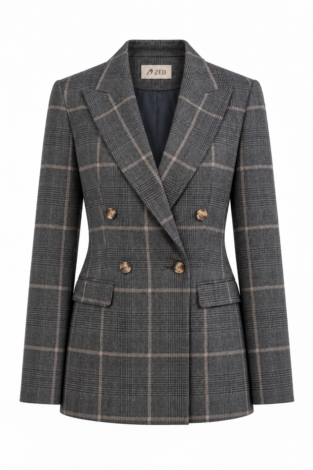 Double Breasted Blazer With Front Flaps