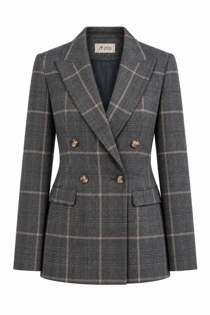 Double Breasted Blazer With Front Flaps
