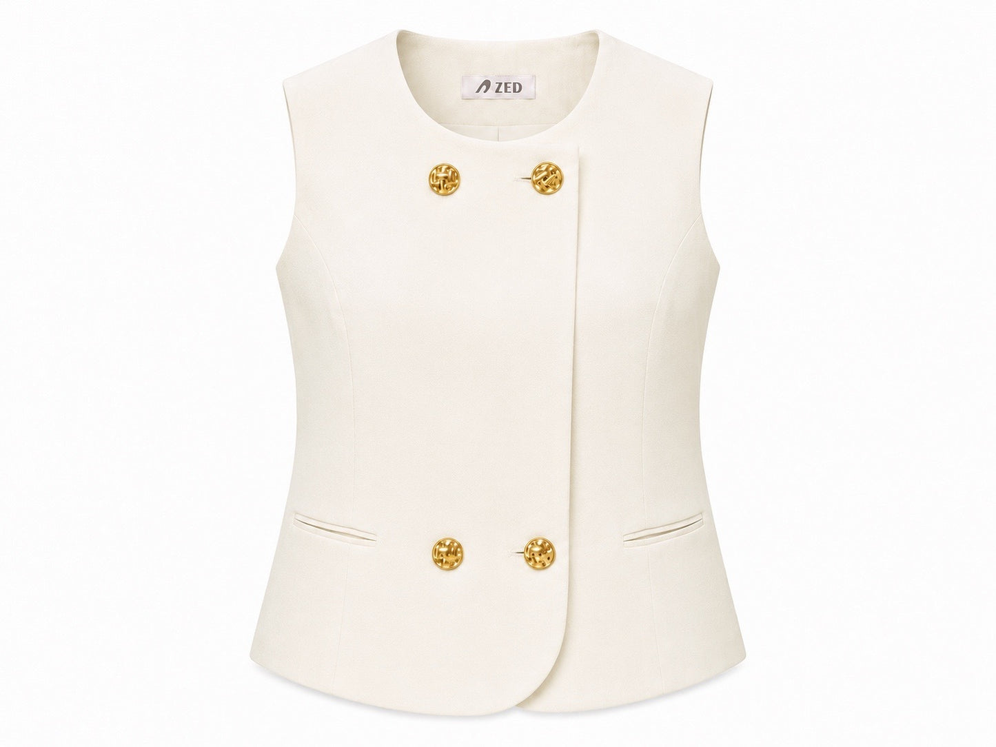 Double Breasted Round Neck Waistcoat