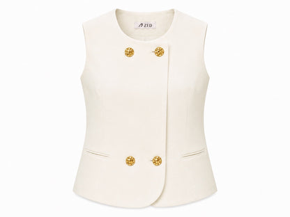 Double Breasted Round Neck Waistcoat