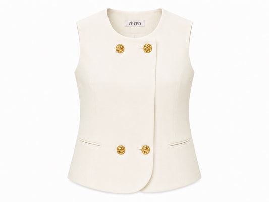 Double Breasted Round Neck Waistcoat